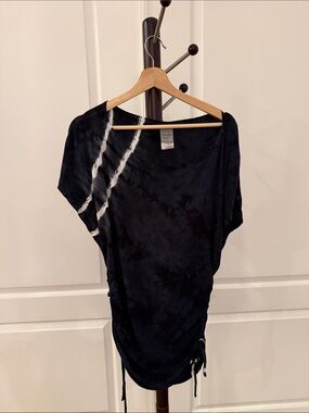 Navy  Tie-Dye Short Sleeve swim cover up